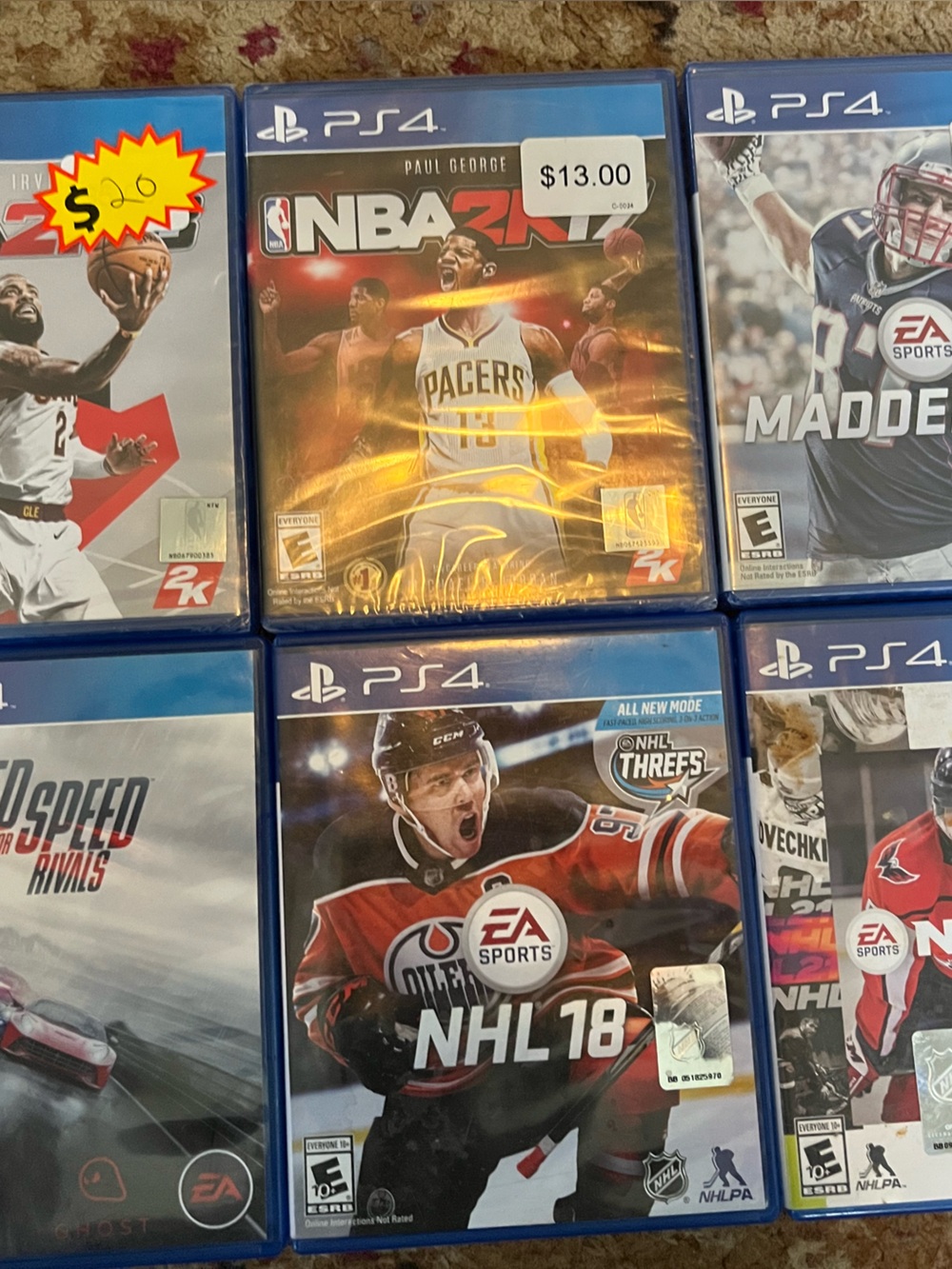 PlayStation 4 Games Lot of 6 Madden 17 NHL 18 21 NBA 2K17 2K18 Need for Speed